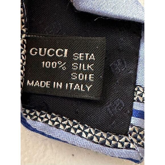 Gucci Blue, Pattern Print Silk Patterned Tie - Picture 3 of 7